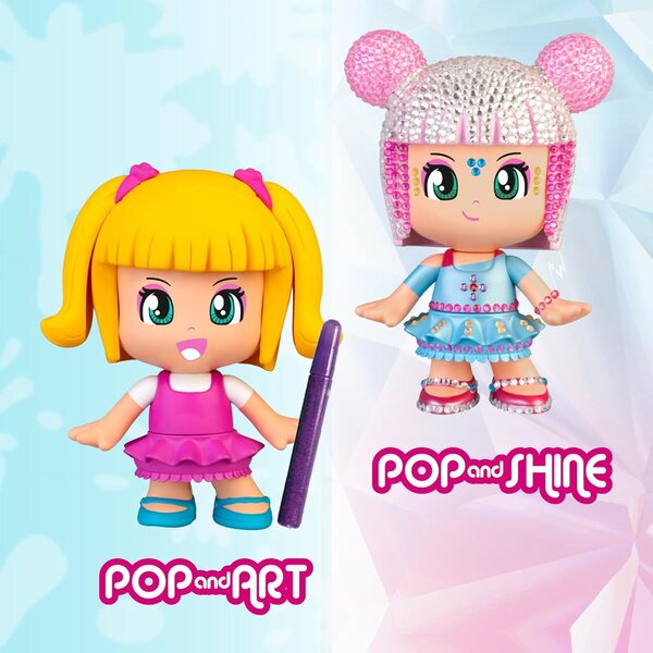 Pinypon Pop & Art - Кукла за персонализиране с аксесоари, стикери и блясък