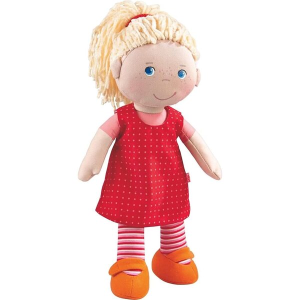 HABA Puppe Annelie 30 cm con abbigliamento e set pioggia per bambini da 18 mesi