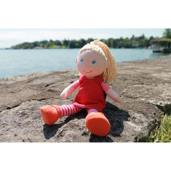HABA Puppe Annelie 30 cm con abbigliamento e set pioggia per bambini da 18 mesi