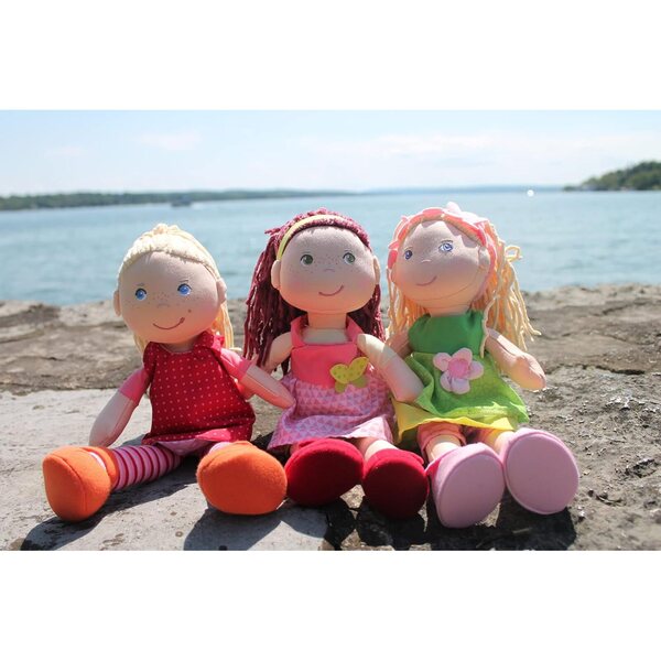 HABA Puppe Annelie 30 cm con abbigliamento e set pioggia per bambini da 18 mesi