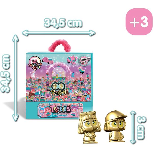 Berühmter Trotties-Sammelkoffer mit 2 goldenen Figuren und Metalletui für Tiny Trotties
