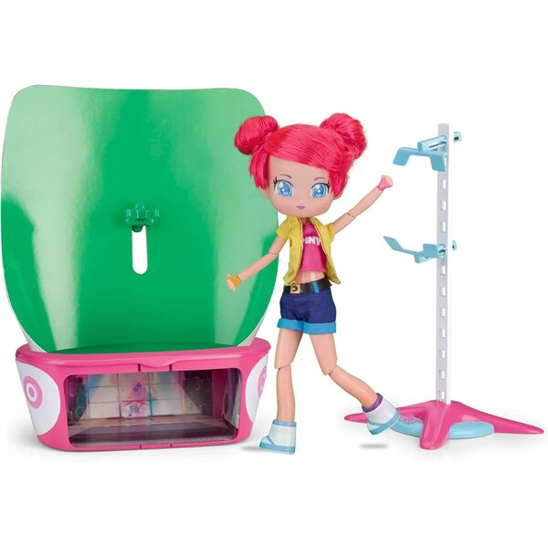 Berühmte Piny – Michelle-Puppe mit Bühne und holografischer Video-App – 25 cm