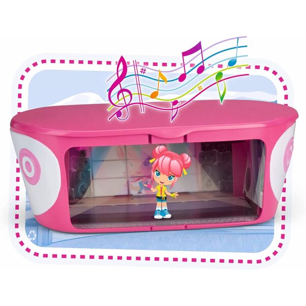 Berühmte Piny – Michelle-Puppe mit Bühne und holografischer Video-App – 25 cm