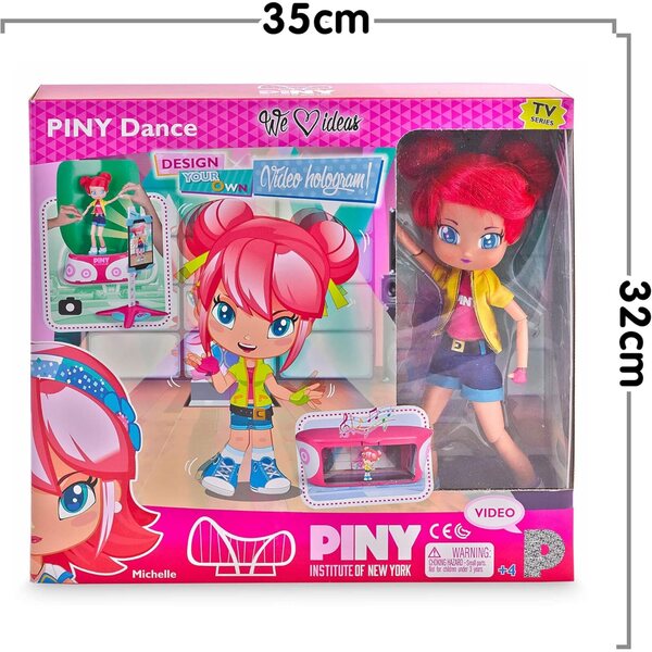 Berühmte Piny – Michelle-Puppe mit Bühne und holografischer Video-App – 25 cm
