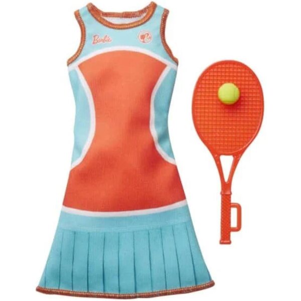 Outfit da tennis abbinato per Barbie e Ken con racchette, set 2 pezzi