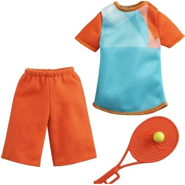 Outfit da tennis abbinato per Barbie e Ken con racchette, set 2 pezzi