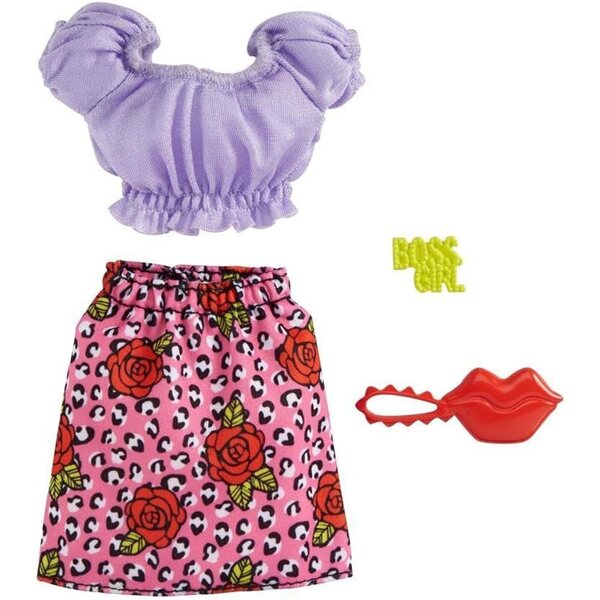 Mattel Barbie Complete Looks: Top lilla, gonna rosa e rossetto rosso per bambole