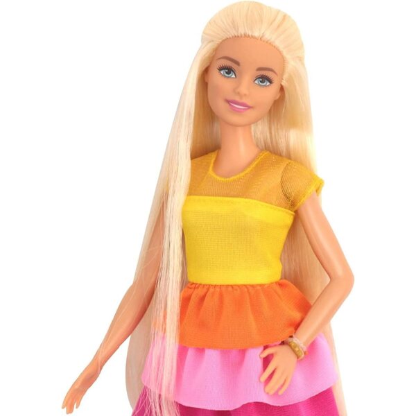 Mattel BRB Locken Style Puppe blond mit lockigem Haar und Modeaccessoires