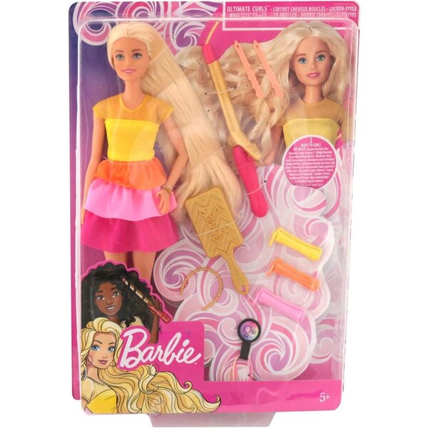 Mattel BRB Locken Style Puppe blond mit lockigem Haar und Modeaccessoires
