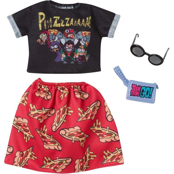 Barbie Teen Titans Go! Top Pizza, Gonna & Accessori Moda per Bambole