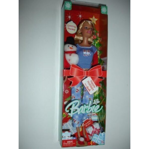 Barbie Christmas Morning 2005 mit Schneemann Plüsch Mattel