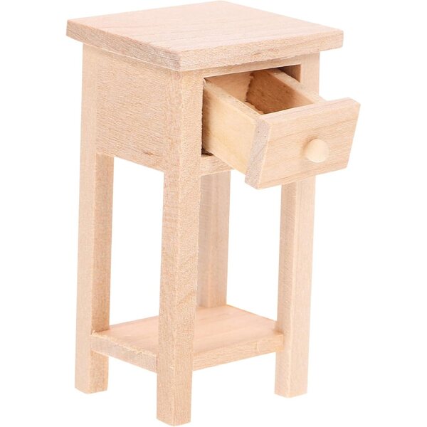 ERINGOGO Mini Comodino in Legno per Casa delle Bambole, Accessorio Decorativo Camera da Letto