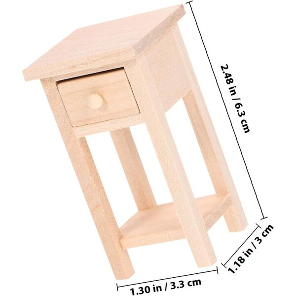 ERINGOGO Mini Comodino in Legno per Casa delle Bambole, Accessorio Decorativo Camera da Letto