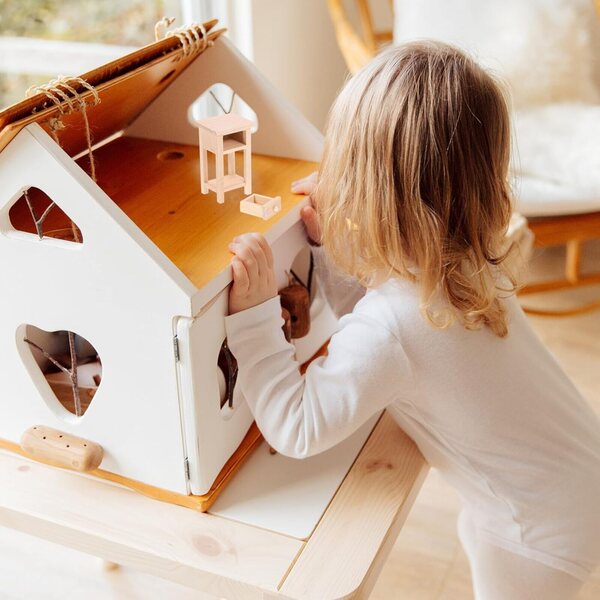 ERINGOGO Mini Comodino in Legno per Casa delle Bambole, Accessorio Decorativo Camera da Letto