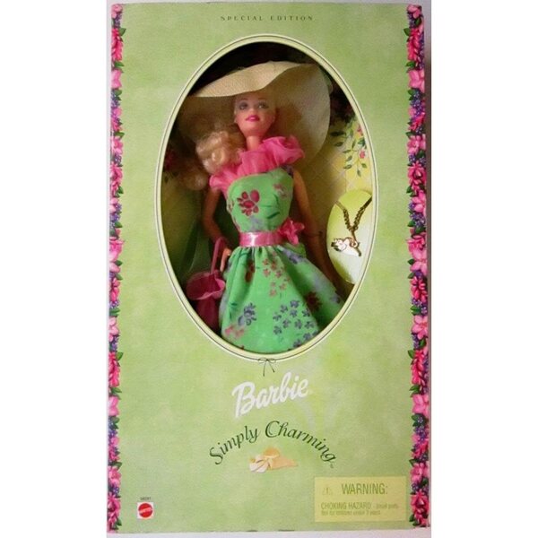 Barbie Simply Charming Special Edition in grün-rosa Blumenkleid mit rosa Regenschirm