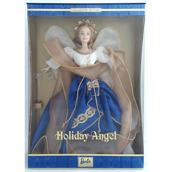 Barbie Collector Holiday Angel mit Flügeln und elegantem weiß-blauen Kleid