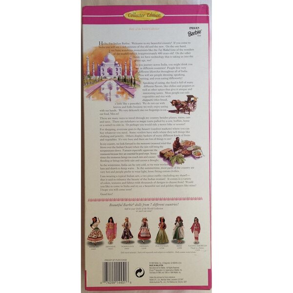Barbie Indian Sari 1996 Collector's Edition mit traditioneller Kleidung und goldenen Schuhen