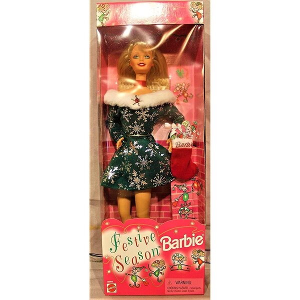 Barbie Festive Season Special Edition 1997 mit grünem Kleid und Weihnachtsaccessoires