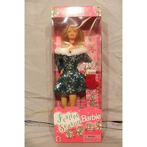 Barbie Festive Season Special Edition 1997 mit grünem Kleid und Weihnachtsaccessoires