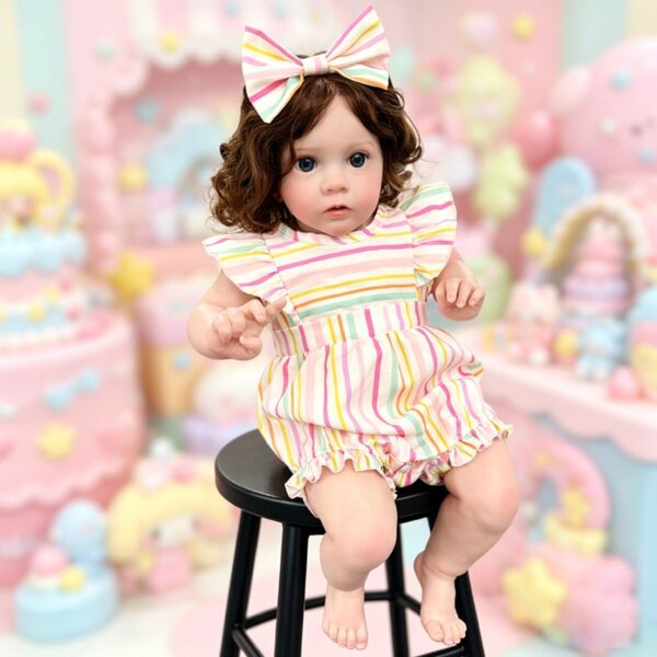 Lonian Reborn babypop 24 inch levensechte pop met zijden stoffen lijfje