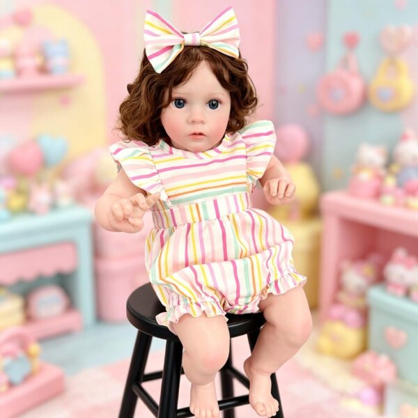 Lonian Reborn babypop 24 inch levensechte pop met zijden stoffen lijfje