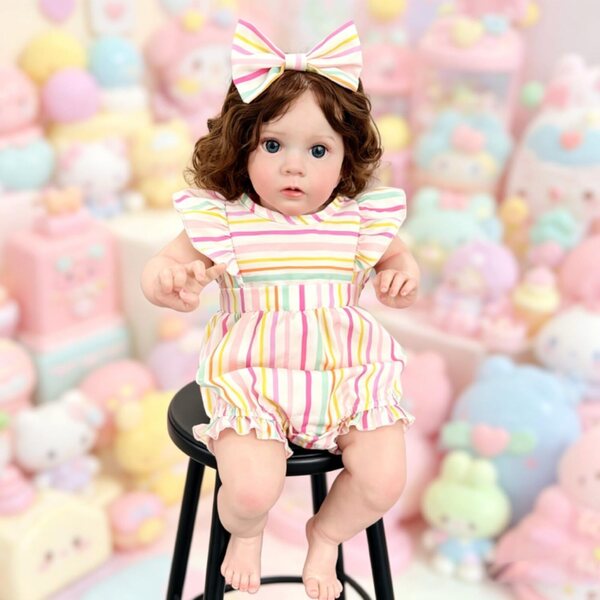 Lonian Reborn babypop 24 inch levensechte pop met zijden stoffen lijfje