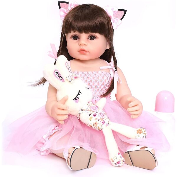 55 cm große realistische Silikonpuppe – wiedergeborenes Mädchen für Kinder und Sammler