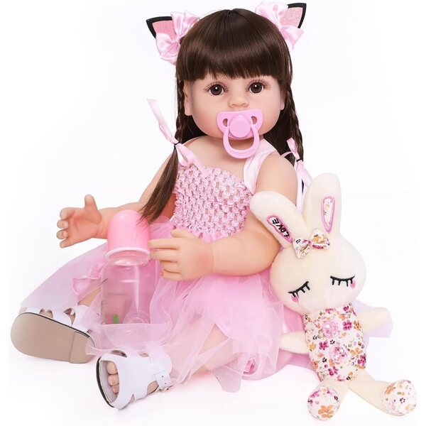 55 cm große realistische Silikonpuppe – wiedergeborenes Mädchen für Kinder und Sammler
