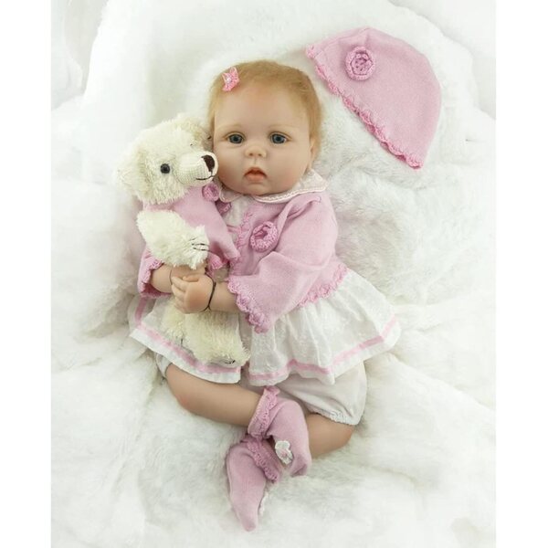 Realistische Vinylpuppe 55 cm aus weichem Silikon, perfekt für Kinder ab 3 Jahren