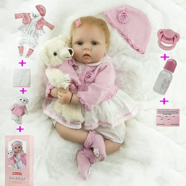 Realistische Vinylpuppe 55 cm aus weichem Silikon, perfekt für Kinder ab 3 Jahren