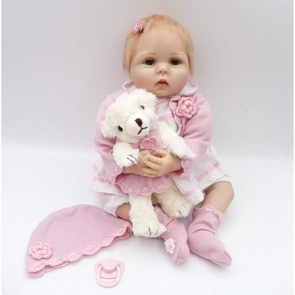 Realistische Vinylpuppe 55 cm aus weichem Silikon, perfekt für Kinder ab 3 Jahren