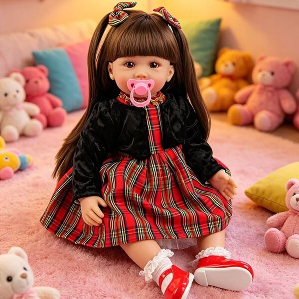 24 Zoll realistische Silikon-Vinyl-Rebornpuppe mit langen Haaren für Babys