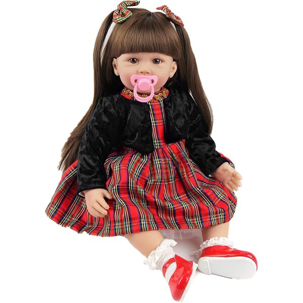 24 Zoll realistische Silikon-Vinyl-Rebornpuppe mit langen Haaren für Babys