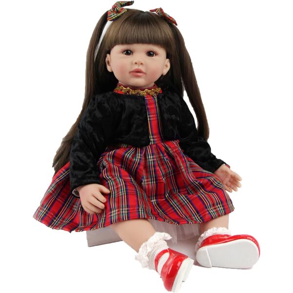 24 Zoll realistische Silikon-Vinyl-Rebornpuppe mit langen Haaren für Babys