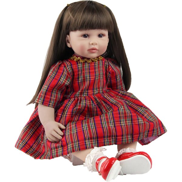 24 Zoll realistische Silikon-Vinyl-Rebornpuppe mit langen Haaren für Babys