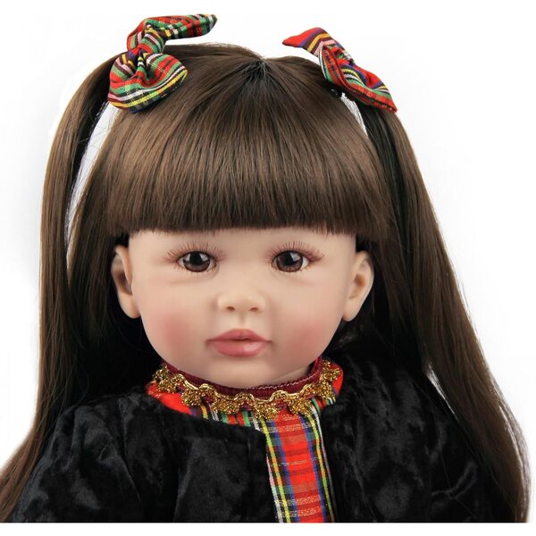 24 Zoll realistische Silikon-Vinyl-Rebornpuppe mit langen Haaren für Babys