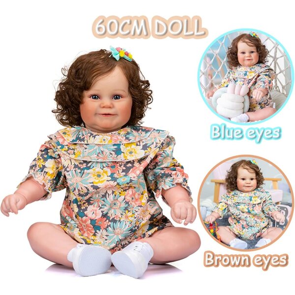 Lonian grote mollige herboren pasgeboren pop 24 inch realistisch in siliconen en vinyl