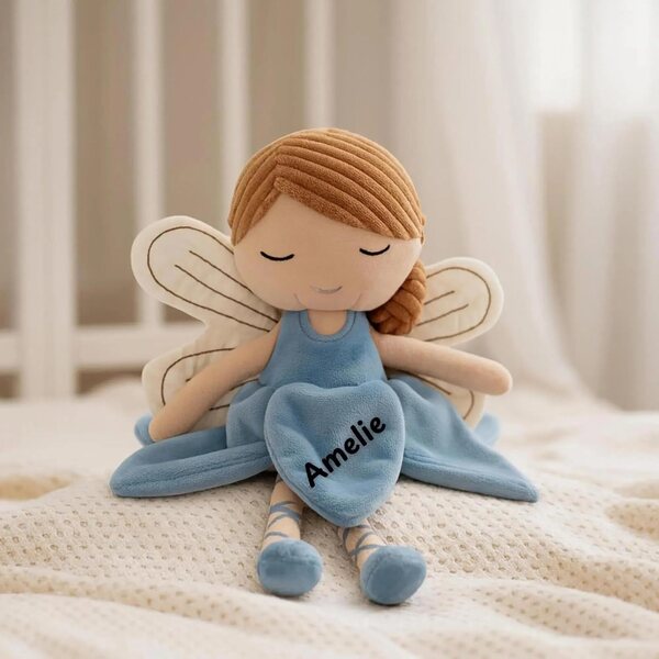 Pupazzo di stoffa personalizzato con nome 32 cm - fatina morbida e cuddly per bambine