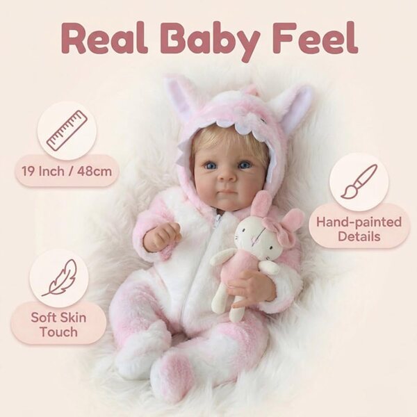Lonian Reborn Puppe 45 cm mit geflochtenen Haaren und weichem Baumwollkörper