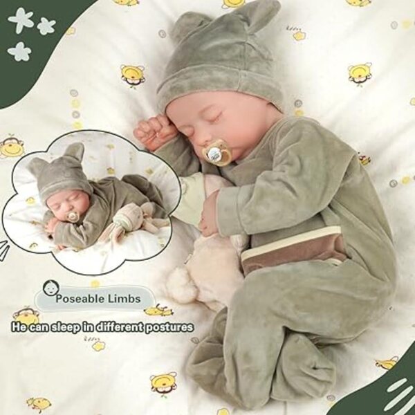 Lonian Babyspeelgoed 42 cm realistisch Reborn met wasbaar siliconen lijfje