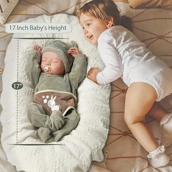 Lonian Babyspeelgoed 42 cm realistisch Reborn met wasbaar siliconen lijfje