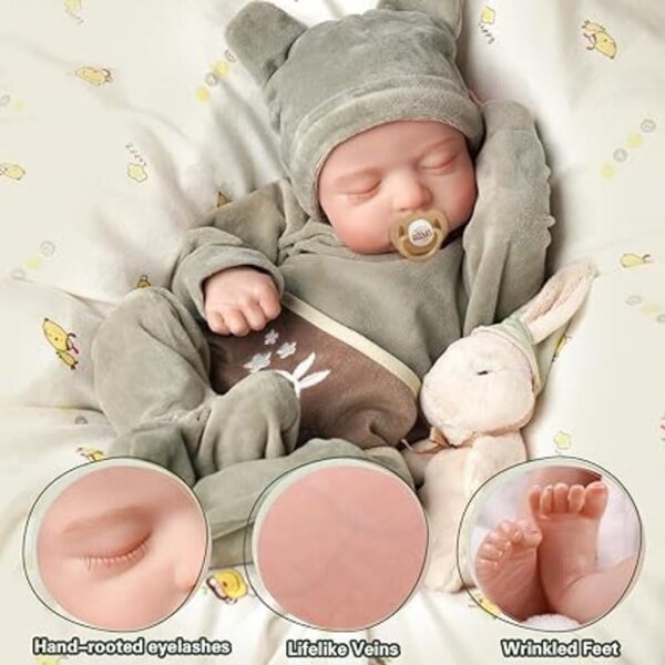 Lonian Babyspeelgoed 42 cm realistisch Reborn met wasbaar siliconen lijfje