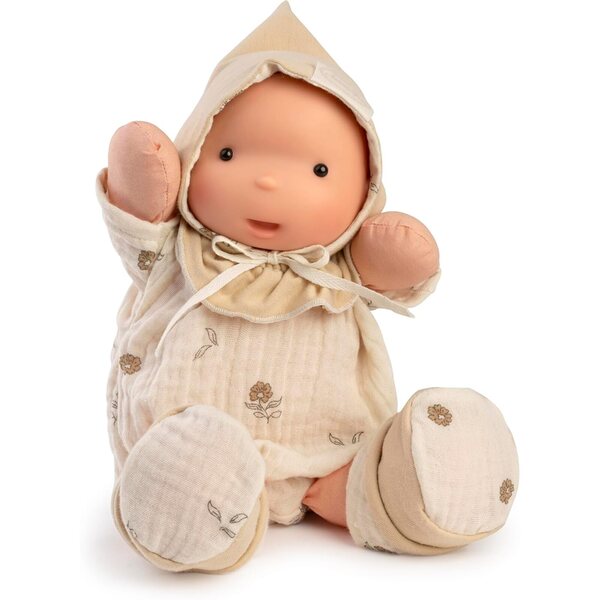 Pupo Ariel Antonio Juan con Strampler Beige e Ricami Floreali per Prima Infanzia