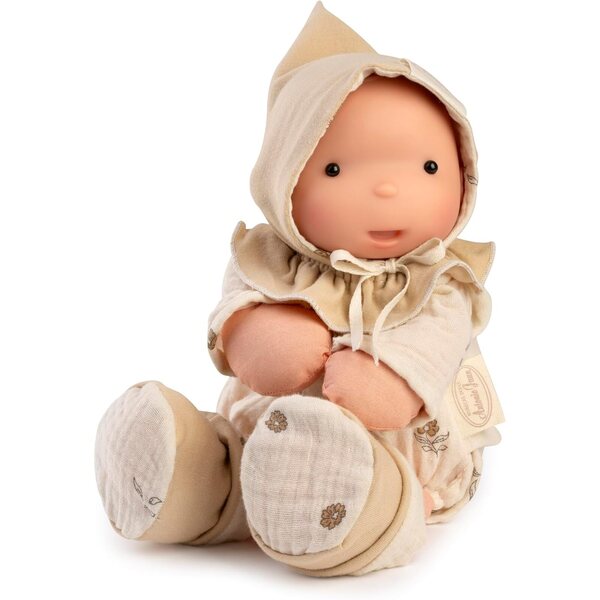 Pupo Ariel Antonio Juan con Strampler Beige e Ricami Floreali per Prima Infanzia