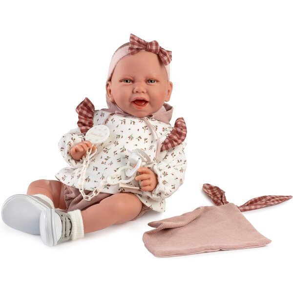 Neugeborene Puppe Carla 42 cm mit Kleid und Zubehör, realistische Puppe Antonio Juan