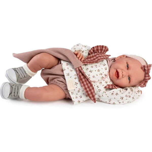 Neugeborene Puppe Carla 42 cm mit Kleid und Zubehör, realistische Puppe Antonio Juan