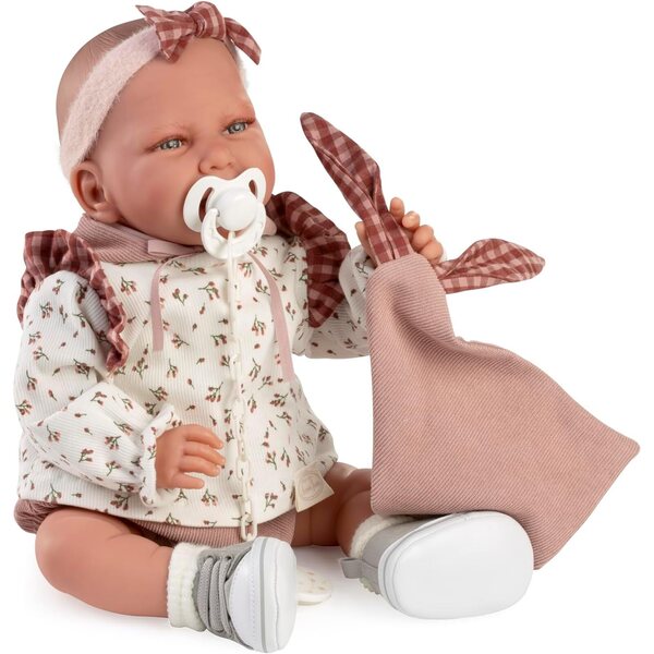 Neugeborene Puppe Carla 42 cm mit Kleid und Zubehör, realistische Puppe Antonio Juan