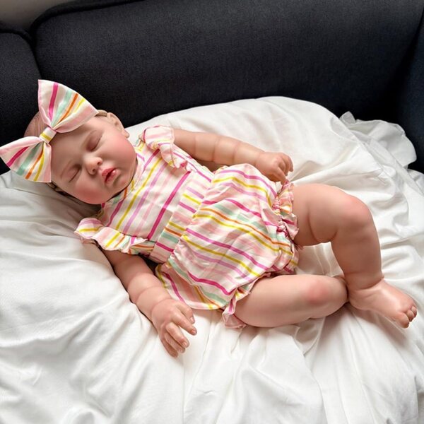 Lonian Reborn Baby 60 cm realistische Neugeborene weiche Vinyl-Schlafpuppe
