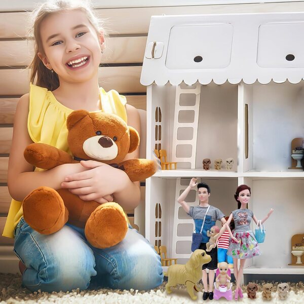 Familienpuppenhaus mit schwangerer Mutter, Vater, Baby und Tier aus sicherem Kunststoff