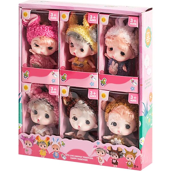 Mini-Babypuppe 3,15" mit großen Augen, 6 Stile aus realistischem PVC für Kinder